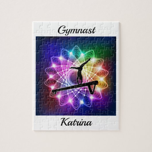Meisjes Gymnast Balance Beam Personaliseerd Legpuzzel (Verticaal)