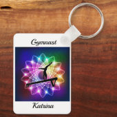 Meisjes Gymnast Balance Beam Personaliseerd Sleutelhanger (Achterkant)
