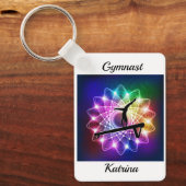 Meisjes Gymnast Balance Beam Personaliseerd Sleutelhanger (Voorkant)
