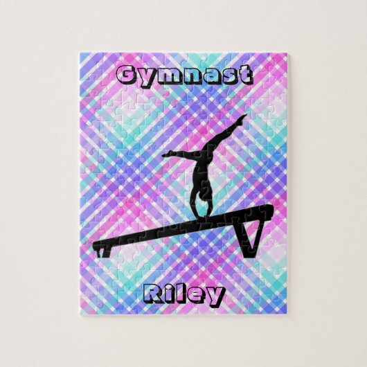 Meisjes Gymnast Turnen Balans Beam Pastel Legpuzzel (Verticaal)
