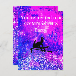 Meisjes Gymnastics Birthday Party Custom Briefkaart