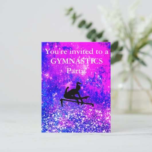 Meisjes Gymnastics Birthday Party Custom Briefkaart (Staand voorkant)