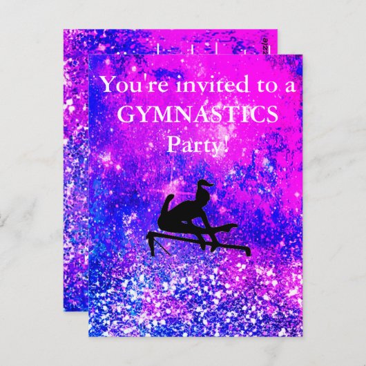 Meisjes Gymnastics Birthday Party Custom Briefkaart (Voorkant / Achterkant)