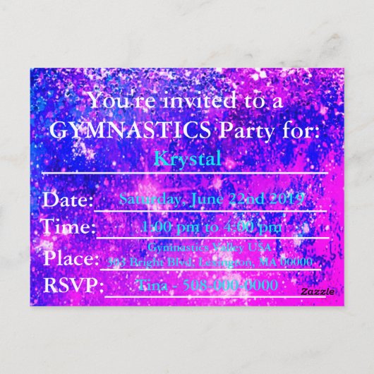 Meisjes Gymnastics Birthday Party Custom Briefkaart (Achterkant)