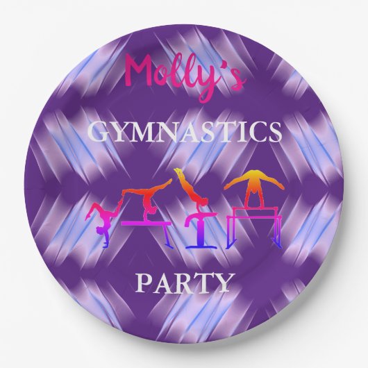 Meisjes Gymnastics Birthday Party Custom Set of Papieren Bordje (Voorkant)
