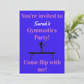 Meisjes Gymnastics Birthday Party Invitations (Staand voorkant)