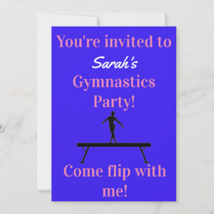 Meisjes Gymnastics Birthday Party Invitations