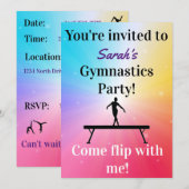 Meisjes Gymnastics Birthday Party Invitations (Voorkant / Achterkant)