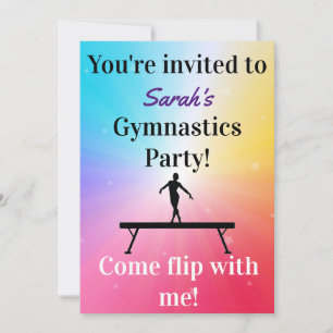 Meisjes Gymnastics Birthday Party Invitations