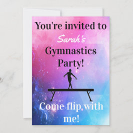 Meisjes Gymnastics Birthday Party Invitations