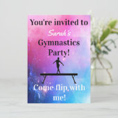 Meisjes Gymnastics Birthday Party Invitations (Staand voorkant)