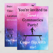 Meisjes Gymnastics Birthday Party Invitations (Voorkant / Achterkant)