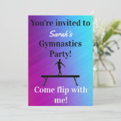 Meisjes Gymnastics Birthday Party Invitations (Staand voorkant)