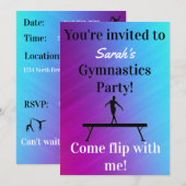 Meisjes Gymnastics Birthday Party Invitations (Voorkant / Achterkant)