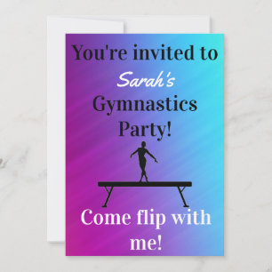 Meisjes Gymnastics Birthday Party Invitations
