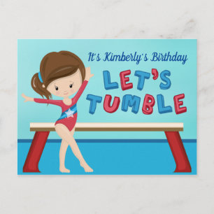 Meisjes Gymnastics Birthday Party Let's Tumble Briefkaart