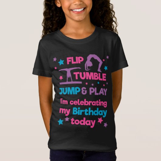 Meisjes Gymnastics Birthday Party T-shirt (Voorkant)