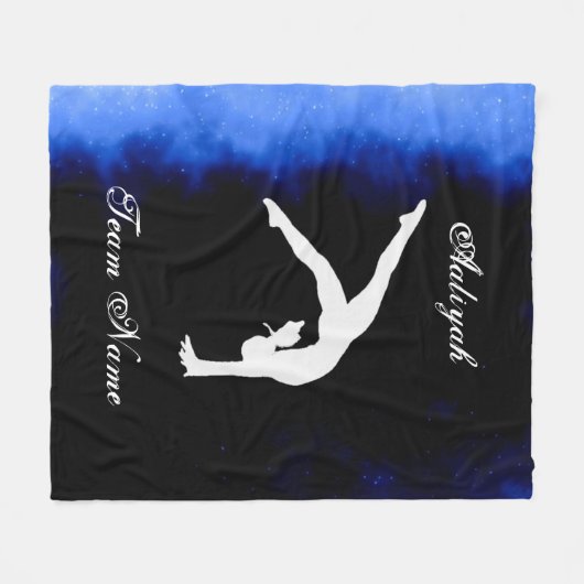 Meisjes Gymnastics Black, Blue, White met teamnaam Fleece Deken (Voorkant (Horizontaal))
