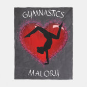 Meisjes Gymnastics Chalkboard Heart w/ Name Fleece Deken (Voorkant)