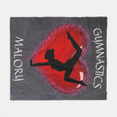 Meisjes Gymnastics Chalkboard Heart w/ Name Fleece Deken (Voorkant (Horizontaal))
