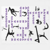 Meisjes Gymnastics Crossword White, Paars & zwart Fleece Deken (Voorkant (Horizontaal))