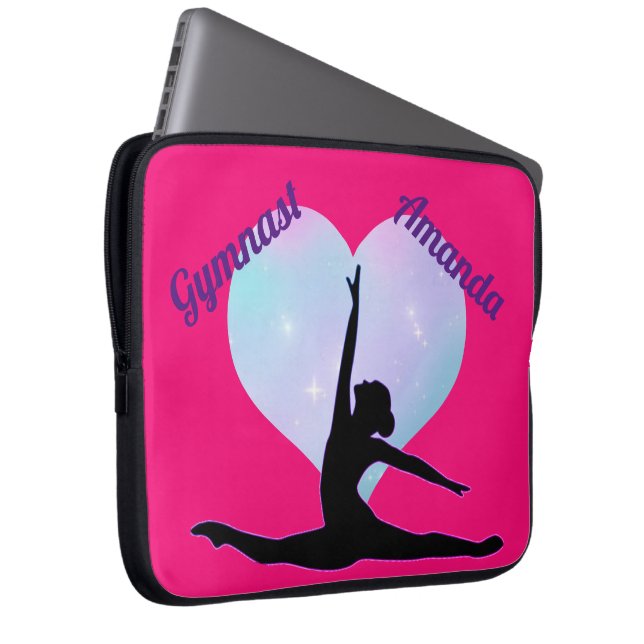 Meisjes Gymnastics Custom Hot Pink / Royal Paars Laptop Sleeve (Voorkant Rechts)