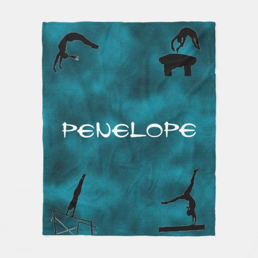Meisjes Gymnastics Events Emerald Personalized Fleece Deken (Voorkant)