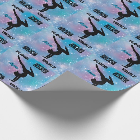 Meisjes Gymnastics Floor, Bars, Beam, Vault Pastel Cadeaupapier (Hoek)