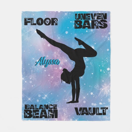 Meisjes Gymnastics Floor, Bars, Beam, Vault Pastel Fleece Deken (Voorkant)