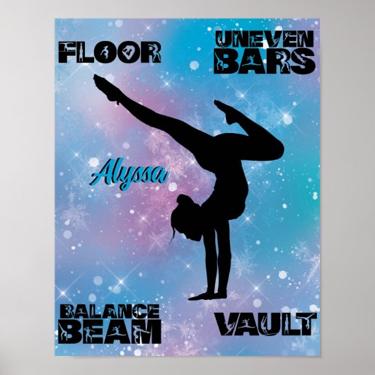 Meisjes Gymnastics Floor, Bars, Beam, Vault Pastel Poster (Voorkant)