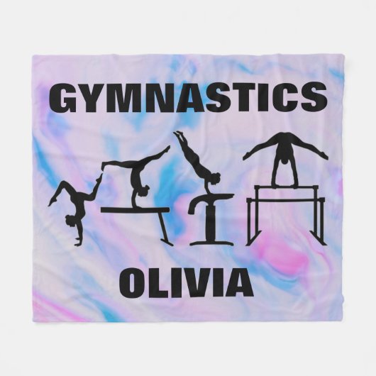 Meisjes Gymnastics Pastel Swirls Fleece Deken (Voorkant (Horizontaal))