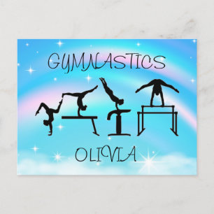 Meisjes Gymnastics Rainbow Swirls Briefkaart