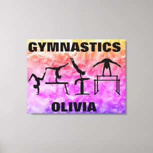 Meisjes Gymnastics Rainbow Swirls Canvas Afdruk