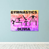 Meisjes Gymnastics Rainbow Swirls Canvas Afdruk (Insitu (Houten vloer))