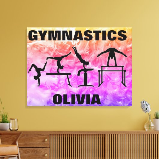Meisjes Gymnastics Rainbow Swirls Canvas Afdruk (Insitu (Woonkamer))