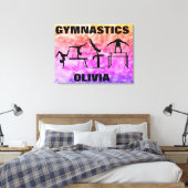 Meisjes Gymnastics Rainbow Swirls Canvas Afdruk (Insitu (Slaapkamer))