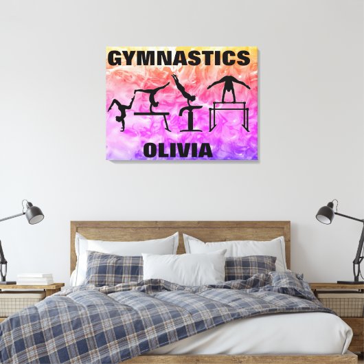 Meisjes Gymnastics Rainbow Swirls Canvas Afdruk (Insitu (Slaapkamer))