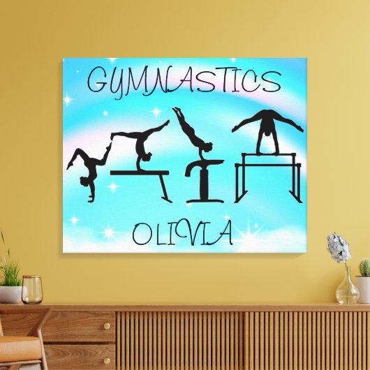 Meisjes Gymnastics Rainbow Swirls Canvas Afdruk (Insitu (Woonkamer))