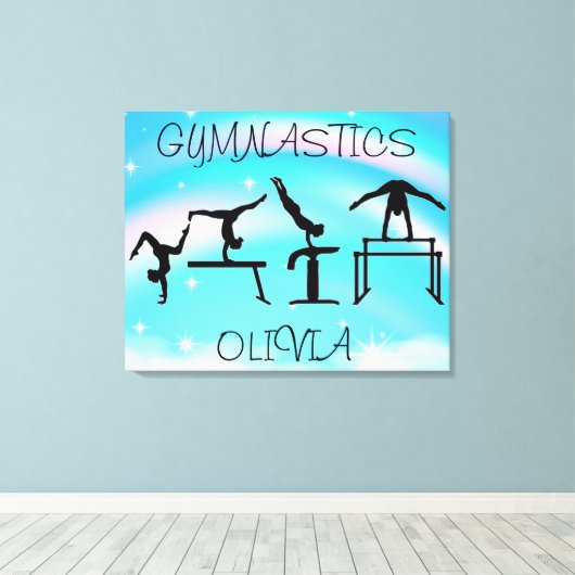 Meisjes Gymnastics Rainbow Swirls Canvas Afdruk (Insitu (Houten vloer))
