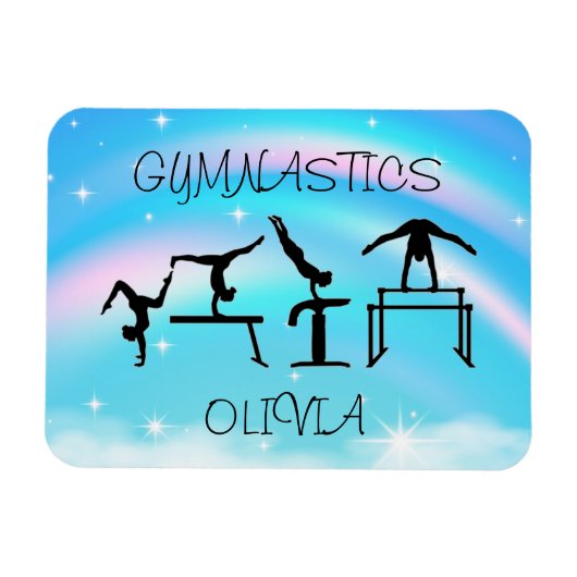 Meisjes Gymnastics Rainbow Swirls Magneet (Horizontaal)