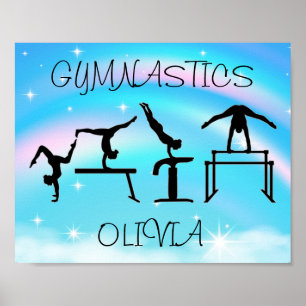 Meisjes Gymnastics Rainbow Swirls Poster