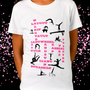 Meisjes Gymnastics Skills Crosswords T-Shirt