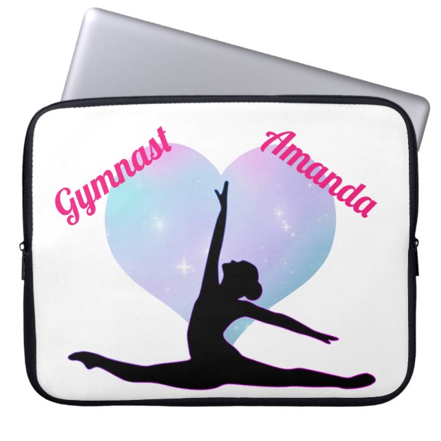 Meisjes Gymnastiek Aangepast warm Roze / Wit Laptop Sleeve (Voorkant)