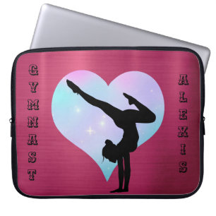 Meisjes Gymnastiek Aangepaste naam Gymnast Handsta Laptop Sleeve