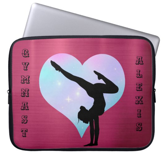 Meisjes Gymnastiek Aangepaste naam Gymnast Handsta Laptop Sleeve (Voorkant)