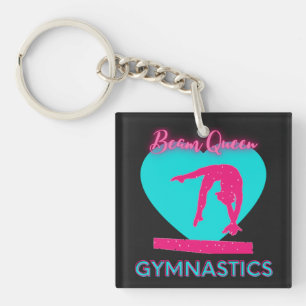 Meisjes gymnastiek Beam Queen Double Sided Sleutelhanger