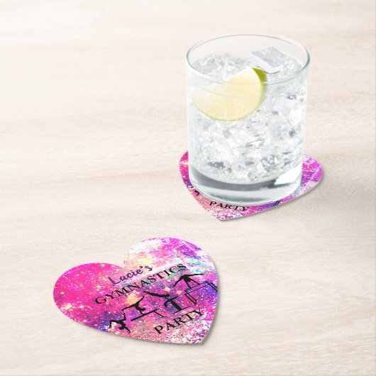 Meisjes gymnastiek Birthday Rustic Sparkle Custom Kartonnen Onderzetters (Insitu)