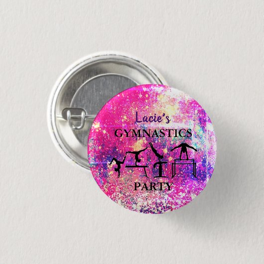 Meisjes gymnastiek Birthday Rustic Sparkle Custom Ronde Button 3,2 Cm (Voorkant /achterkant)