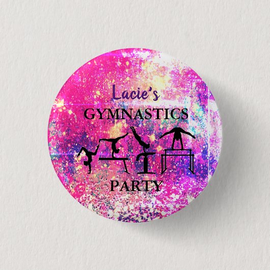 Meisjes gymnastiek Birthday Rustic Sparkle Custom Ronde Button 3,2 Cm (Voorkant)