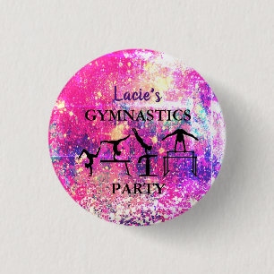Meisjes gymnastiek Birthday Rustic Sparkle Custom Ronde Button 3,2 Cm